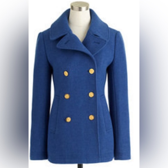 J. Crew 4 Majesty pea coat blue wool stadium cloth - Picture 3 of 3
